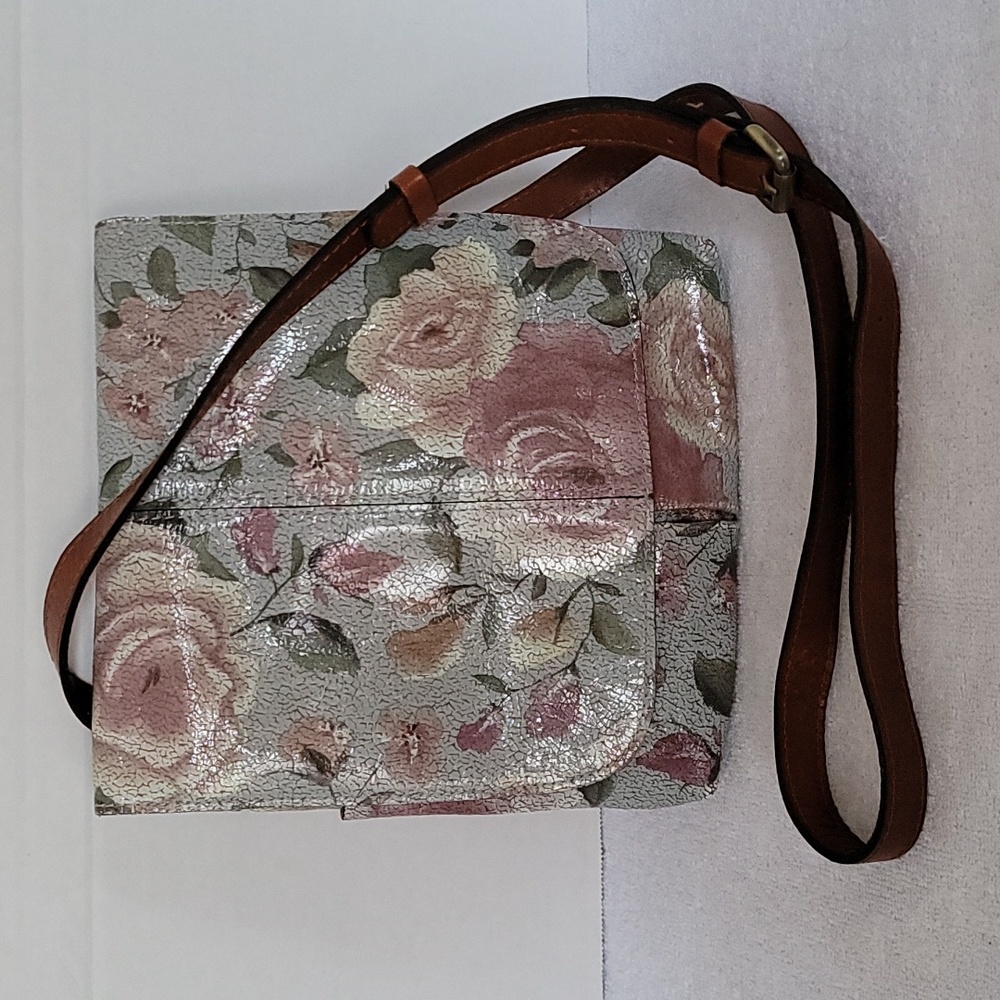 Patricia Nash Granada Crackled Rose leather crossbody handbag